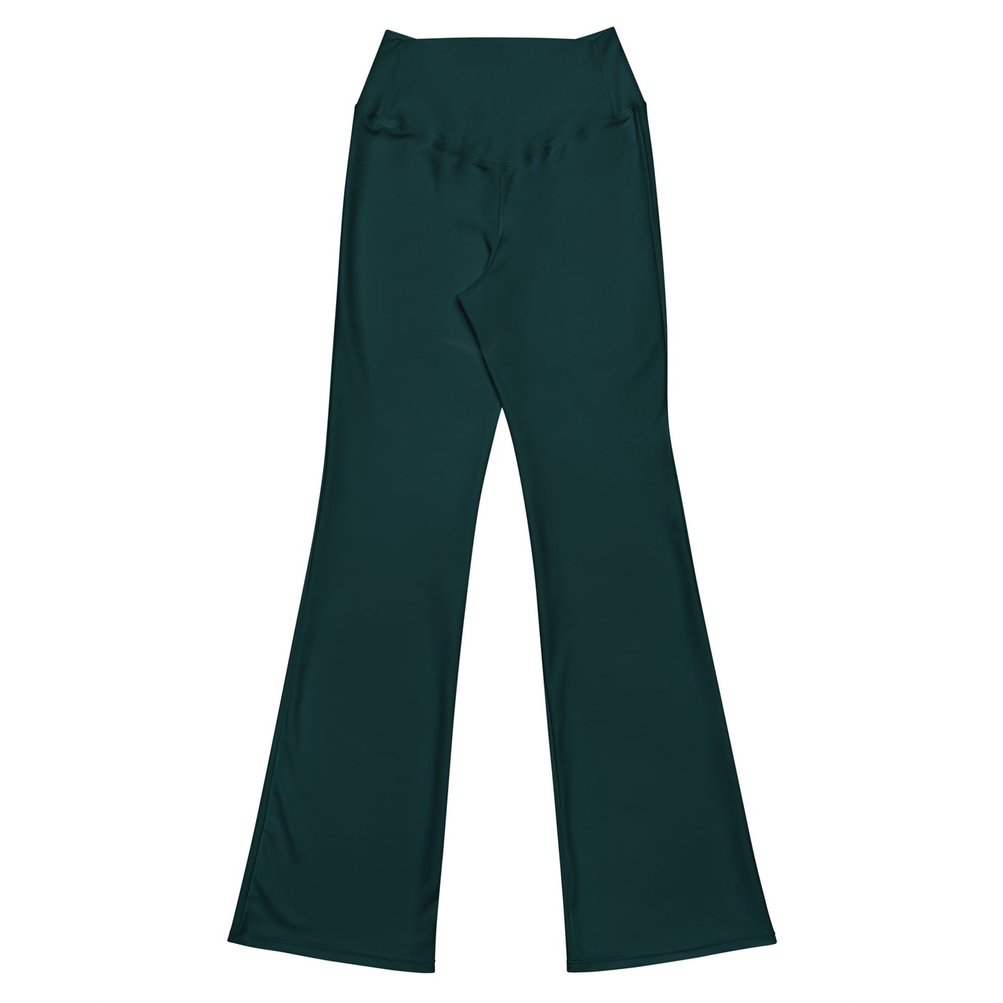 Legging évasé vert Mod-ee, une taille haute et un tissu doux, doté d'une protection UPF 50+ et conçu pour une évacuation efficace de l'humidité, idéal pour une pratique sportive dans un confort optimal.