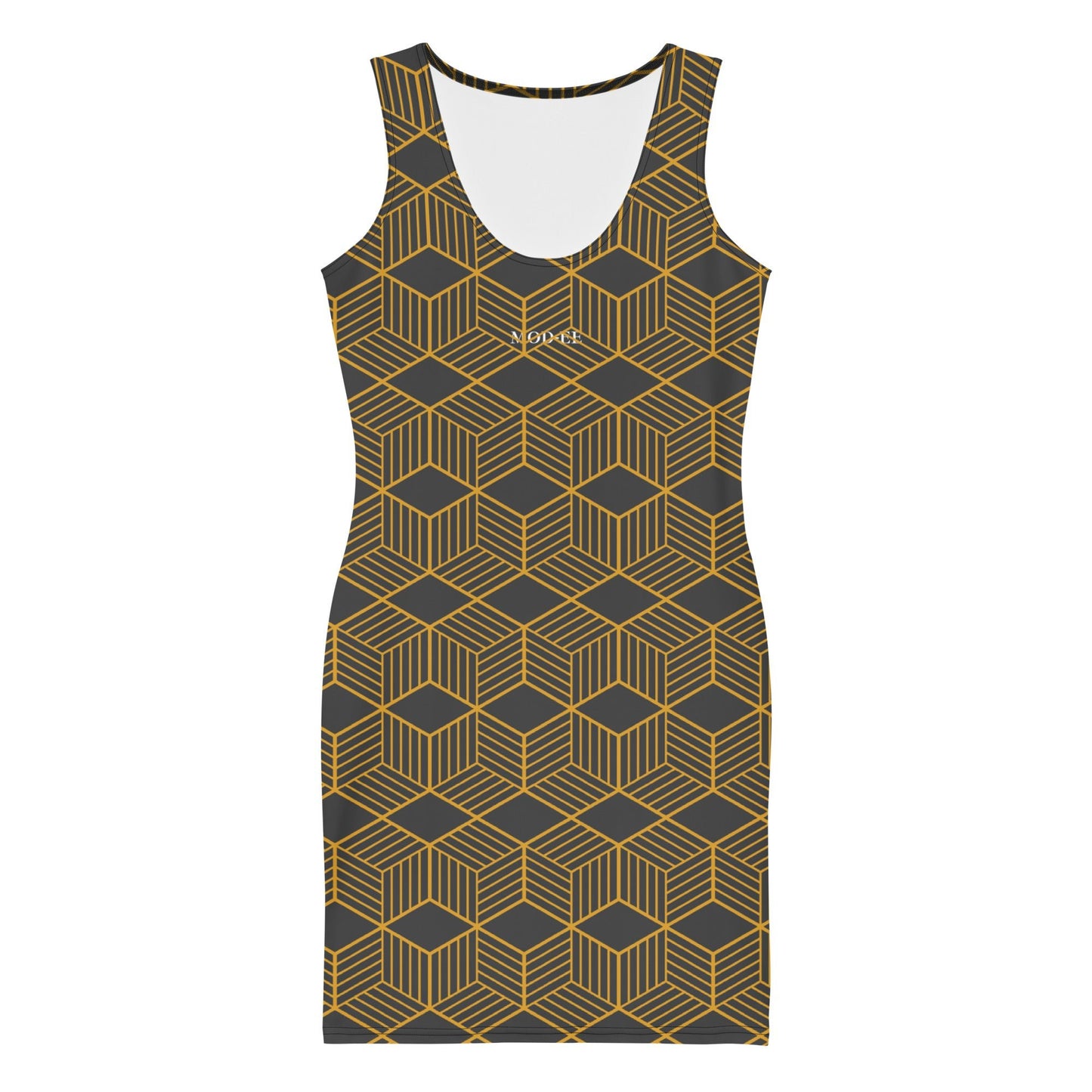 Robe moulante imprimée Mod-ee, offrant une protection UPF 50+ et réalisée dans un matériau stretch et extensible, conçue pour épouser parfaitement les formes tout en garantissant un confort et une allure élégante.