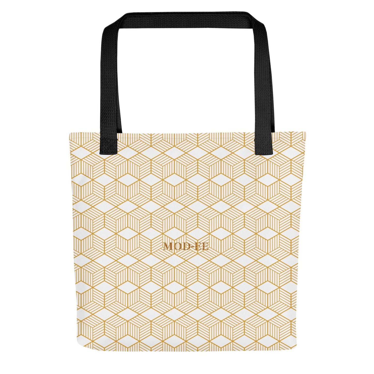 Tote bag imprimé Mod-ee, équipé de deux poignées en coton naturel, conçu pour supporter environ 20 kg tout en offrant une grande capacité et une résistance optimale, idéal pour vos courses ou sorties quotidiennes.