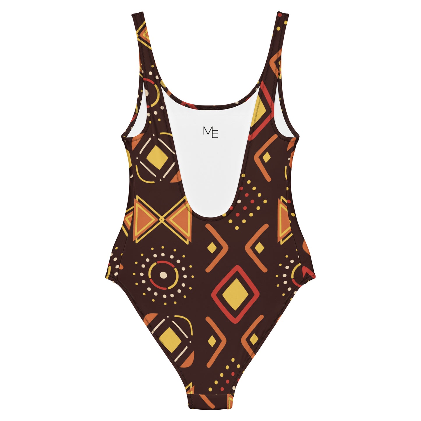 Maillot de bain imprimé wax une pièce Mod-ee, présentant une coupe ajustée et un dos plongeant, réalisé dans un matériau extensible pour un maintien optimal et un confort raffiné lors de vos activités aquatiques.